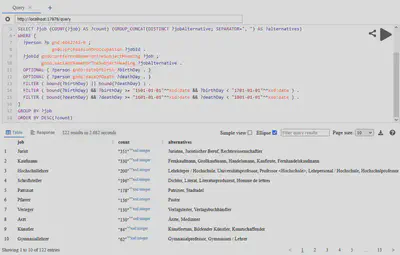 Bildschirmfoto der Weboberfläche von Oxigraph.