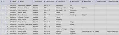 Bildschirmfoto der Daten mit mehreren Ortsspalten.